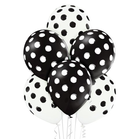 Zestaw Balonów w Kropki (30 cm) - Czarno-Białe - 12 szt.