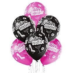Zestaw Balonów "Ladies Night" - Róż i Czerń - 6 szt.