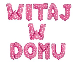 Balony Okolicznościowe "WITAJ W DOMU" - Różowe w Serca - 40 cm