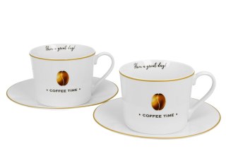 Filiżanki Porcelanowe Ze Spodkami - Kremowo-Białe - 230 ml