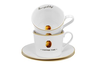 Filiżanki Porcelanowe Ze Spodkami - Kremowo-Białe - 230 ml