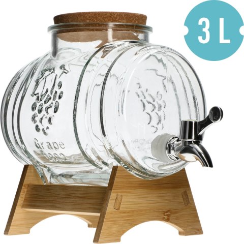 Beczułka Szklana Z Kranikiem - 3L - 27 x 23 cm