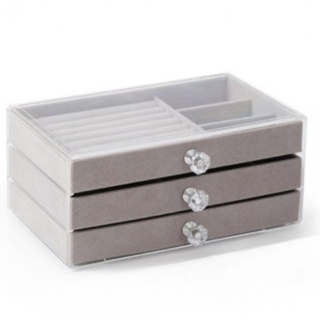 Szkatułka na Biżuterię (3 Szuflady) – Kremowa – 23,5 x 11 cm