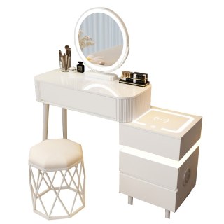 Stolik Kosmetyczny z Lustrem LED - Biały - 80 cm