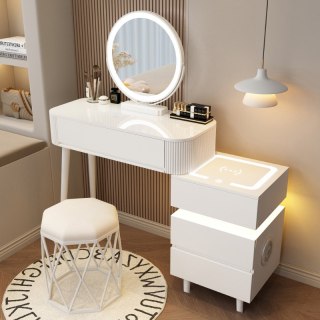 Stolik Kosmetyczny z Lustrem LED - Biały - 80 cm