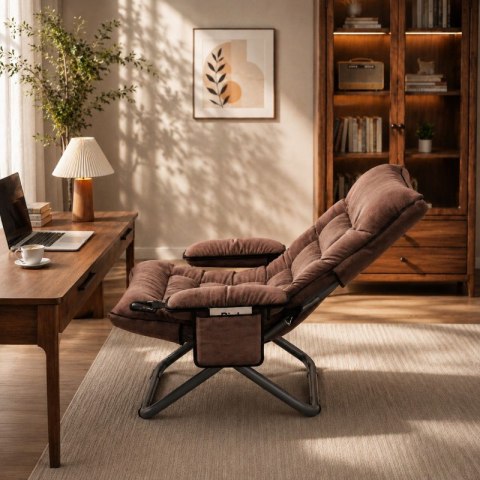 Fotel Wypoczynkowy Składany – Brązowa Mocha – 75 x 60 cm