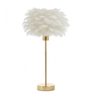 Lampa Stołowa z Kloszem z Piór – Złota Podstawa – 41 cm