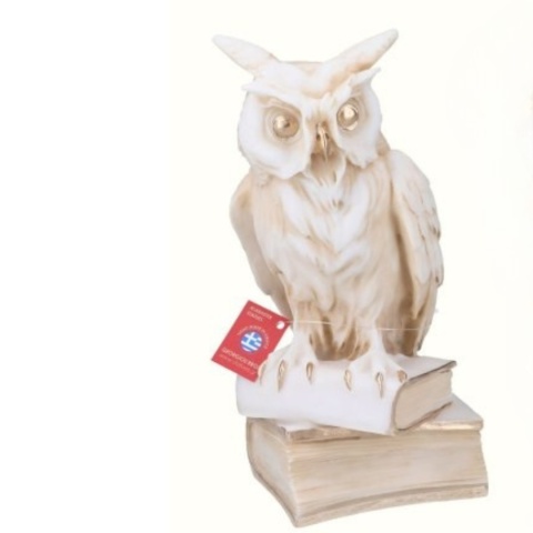 Rzeźba Dekoracyjna - Sowa na Książce (Alabaster Grecki) - 23 cm