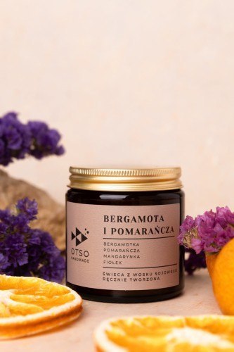 Świeca Sojowa: Bergamota i Pomarańcza (Korzenny Twist) – 120 ml