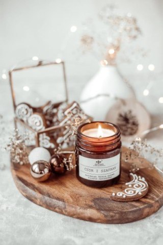 Świeca Sojowa: Cedr i Szafran – 120 ml