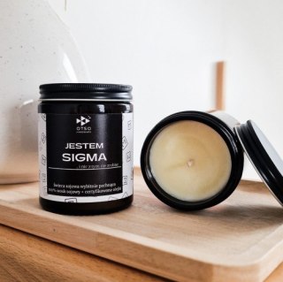 Świeca Sojowa: "JESTEM SIGMA" (Samiec Alfa) – 180 ml
