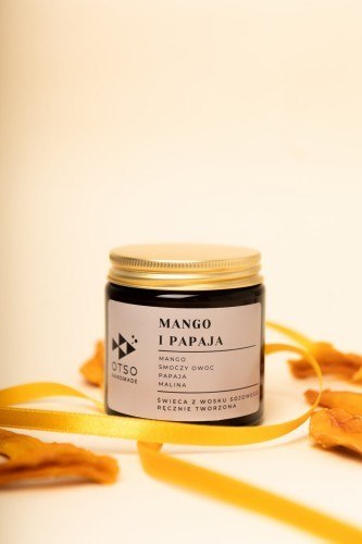Świeca Sojowa: Mango i Papaja (Egzotyczny Koktajl) – 120 ml