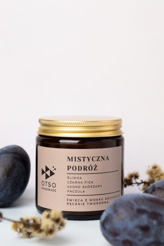 Świeca Sojowa: Mistyczna Podróż (Kadzidło i Kaszmir) – 120 ml