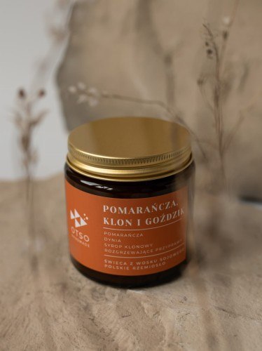Świeca Sojowa: Pomarańcza, Klon i Goździk (Jesienny Poranek) – 120 ml