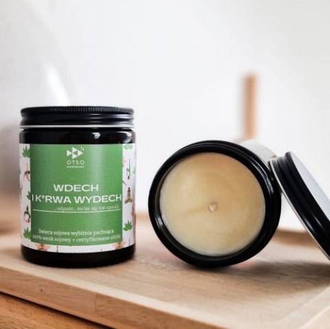 Świeca Sojowa: "WDECH I K*RWA WYDECH" (Zen Master) – 180 ml
