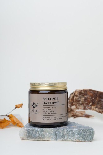 Świeca Sojowa: Wieczór Jazzowy (Rum i Cyklamen) – 120 ml
