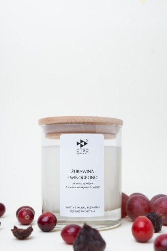 Świeca Sojowa: Żurawina i Winogrono (Edycja Premium) – 250 ml