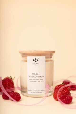 Świeca Sojowa Personalizowana: Sorbet Truskawkowy (Twój Tekst) - 250 ml